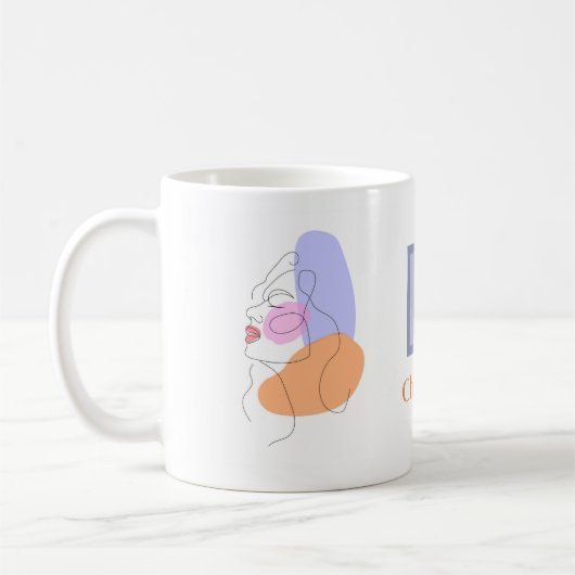 Minimalistische Boho Art Blauw Sinaasappel Pastel  Koffiemok (Links)