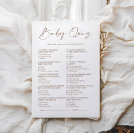 Minimalistische Boho Baby Quiz Baby shower spel