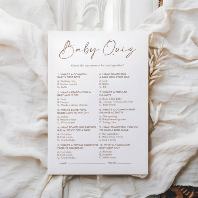 Minimalistische Boho Baby Quiz Baby shower spel (Creator heeft geüpload)