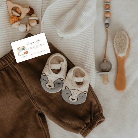 Minimalistische Boho Baby shower kleding luier Raf Informatiekaartje