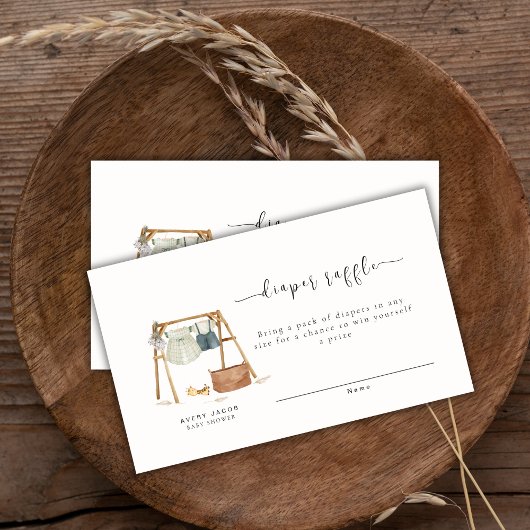 Minimalistische Boho Baby shower kleding luier Raf Informatiekaartje