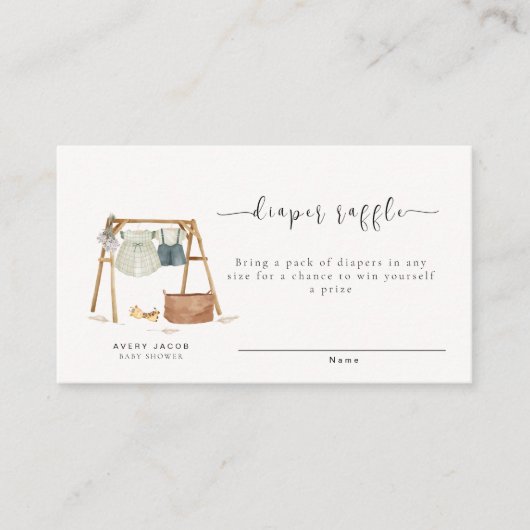 Minimalistische Boho Baby shower kleding luier Raf Informatiekaartje (Voorkant)
