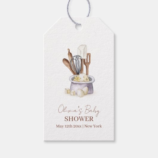 Minimalistische Boho Bakery Chef Baby shower Gift  Cadeaulabel (Voorkant)