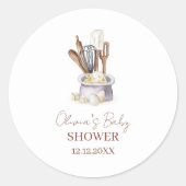 Minimalistische Boho Bakery Chef Baby shower Ronde Sticker (Voorkant)