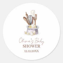 Minimalistische Boho Bakery Chef Baby shower Ronde Sticker