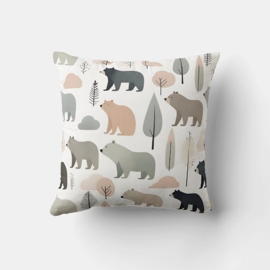 Minimalistische Boho Beer Bomen Kwekerij Kinder Ka Kussen (Achterkant)