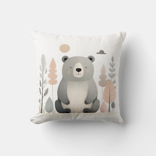 Minimalistische Boho Beer Bossen Schattigee kinder Kussen (Voorkant)