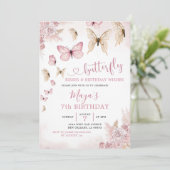 Minimalistische Boho Beige en Butterfly Birthday Kaart (Staand voorkant)