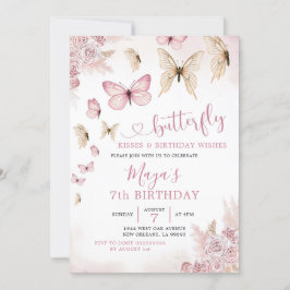Minimalistische Boho Beige en Butterfly Birthday Kaart