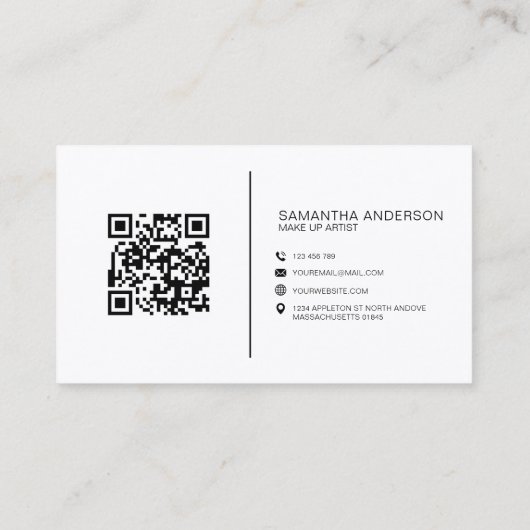 Minimalistische Boho Beige QR Code Modern Visitekaartje (Achterkant)