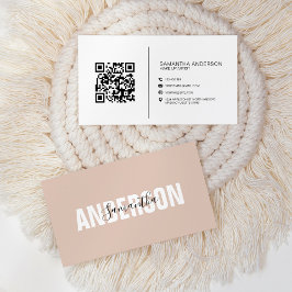  Minimalistische Boho Beige QR Code Modern Visitekaartje