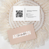  Minimalistische Boho Beige QR Code Modern Visitekaartje