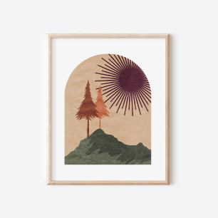 Minimalistische Boho Berglandschapskunst Poster