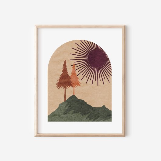 Minimalistische Boho Berglandschapskunst Poster