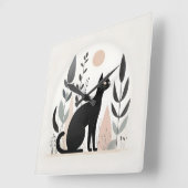 Minimalistische Boho Black Cat Forest kwekerij Kin Vierkante Klok (Hoek)