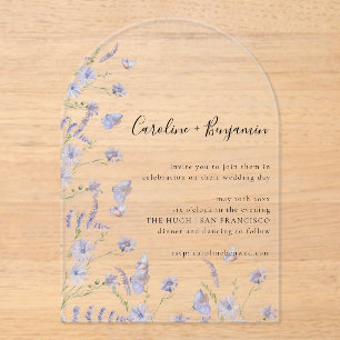 Minimalistische Boho Black White Floral Art Weddin Acryl Uitnodigingen