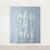 minimalistische boho blauwe bruidsfeest achtergron wandkleed (Voorkant)