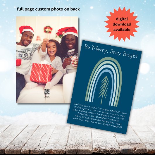 Minimalistische Boho Blauwgroen Mint Regenboog Ker Feestdagenkaart