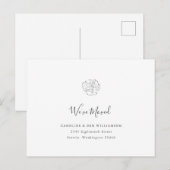 Minimalistische Boho Bloem Wit Nieuw Adres Briefkaart (Voorkant / Achterkant)