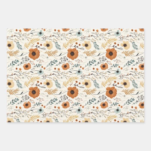 Minimalistische Boho bloemen herfst Inpakpapier Vel (Voorkant 3)