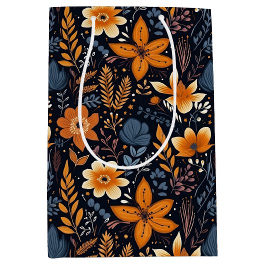 Minimalistische Boho bloemen herfst Medium Cadeauzakje (Voorkant)