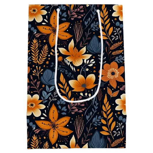 Minimalistische Boho bloemen herfst Medium Cadeauzakje (Achterkant)