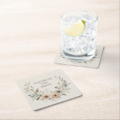 Minimalistische Boho Bloemen in Ivoor en Blush Kartonnen Onderzetters (Insitu)