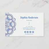 Minimalistische Boho Blue Mandala Professional Visitekaartje (Achterkant)