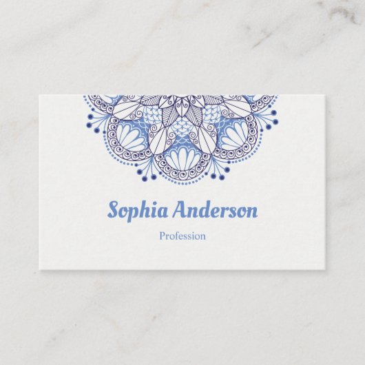 Minimalistische Boho Blue Mandala Professional Visitekaartje (Voorkant)