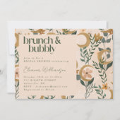 Minimalistische Boho Blush Bloemen Maan Brunch Bub Kaart (Voorkant)