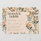 Minimalistische Boho Blush Bloemen Maan Brunch Bub Kaart (Voorkant / Achterkant)