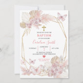 Minimalistische Boho Blush Roze Rozen Vlinder Dop Kaart (Voorkant)