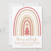 Minimalistische Boho Blush Roze Tan Regenboog Foto Feestdagenkaart (Voorkant)