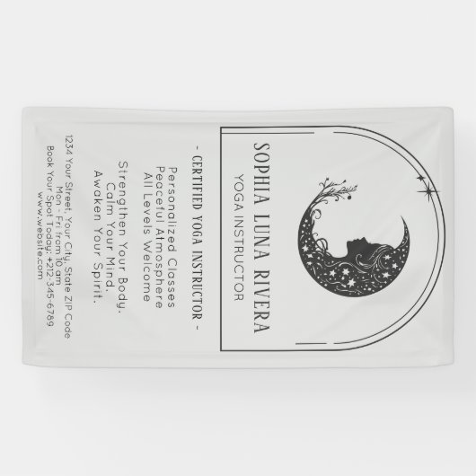 Minimalistische Boho Boog Hemelse Halve Maan Spandoek (Horizontaal)