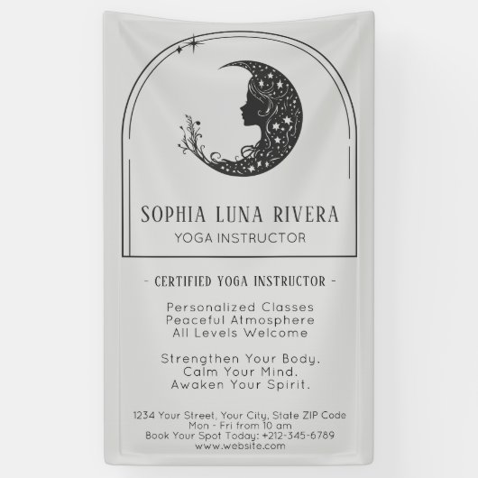 Minimalistische Boho Boog Hemelse Halve Maan Spandoek (Verticaal)