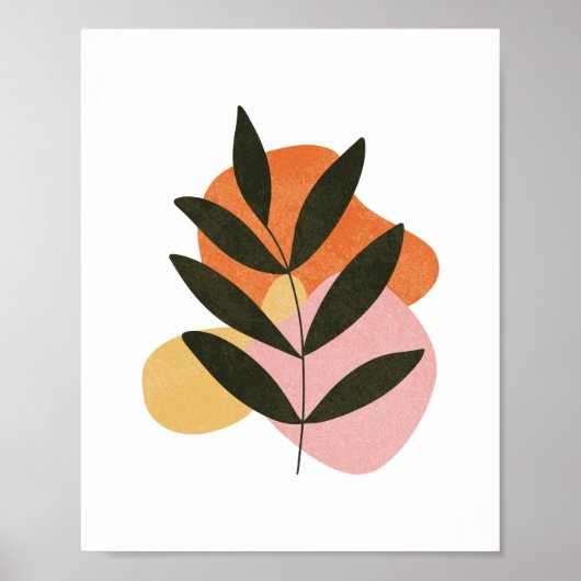 Minimalistische Boho Botanical Leaf Abstracte Vorm Poster (Voorkant)