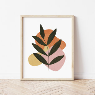 Minimalistische Boho Botanical Leaf Abstracte Vorm Poster