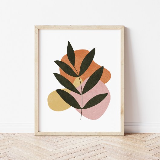 Minimalistische Boho Botanical Leaf Abstracte Vorm Poster