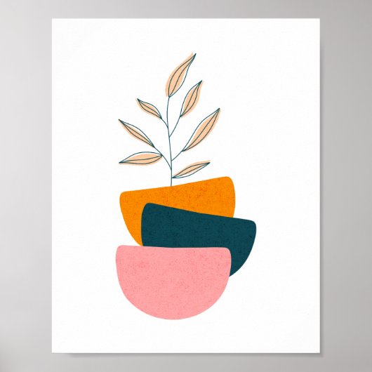 Minimalistische Boho Botanische Abstracte vormkuns Poster (Voorkant)