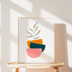 Minimalistische Boho Botanische Abstracte Vormkuns Poster