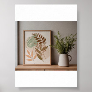 Minimalistische Boho Botanische Blad Kunst Aardeto Poster