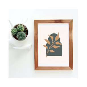 Minimalistische Boho-botanische bladeren op groene Poster