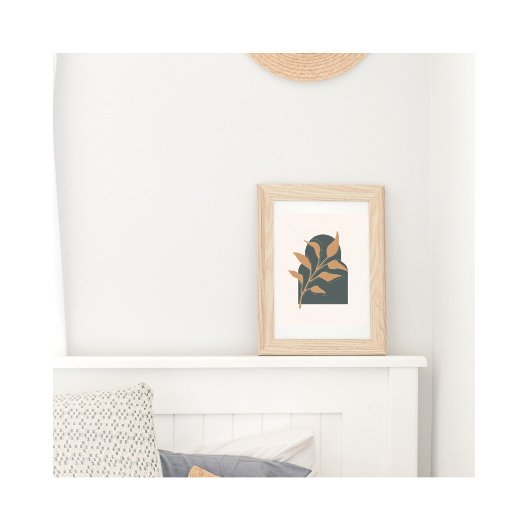 Minimalistische Boho-botanische bladeren op groene Poster