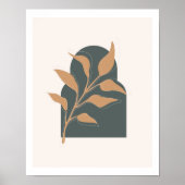Minimalistische Boho-botanische bladeren op groene Poster (Voorkant)