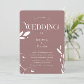 Minimalistische Boho Botanische Mauve Bruiloft Kaart (Staand voorkant)