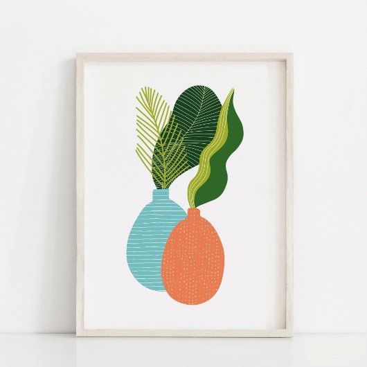 Minimalistische Boho Botanische Potplant Kunst Poster