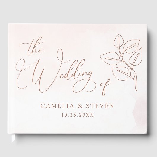 Minimalistische Boho Botanische Terracotta bruilof Gastenboek (Voorkant)