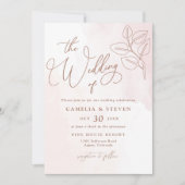 Minimalistische Boho Botanische Terracotta bruilof Kaart (Voorkant)