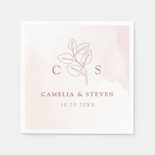 Minimalistische Boho Botanische Terracotta bruilof Servet (Voorkant)