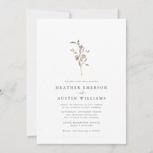 Minimalistische Boho Botanische Trouwdag Kaart (Voorkant)